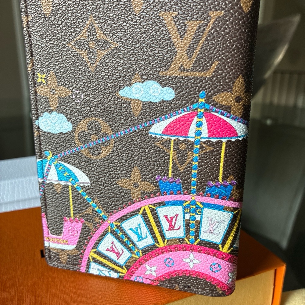 Louis Vuitton Brown Monogram Passport Cover with Pink and Blue Carousel